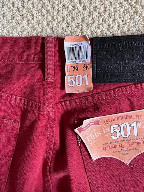 Levi's 501 Jeans 29x26, Red Denim, New w/Tags | eBay Levi's 501 Jeans 29x26, Red Denim, New w/Tags | eBay
