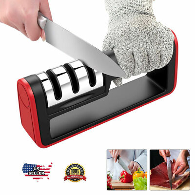 KNIFE SHARPENER Professional Ceramic Tungsten Kitchen Sharpening System Tool 