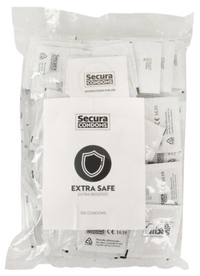 Kondome 100 stück Condome Secura EXTRA SAFE 53mm Transparent beschichtet gummis