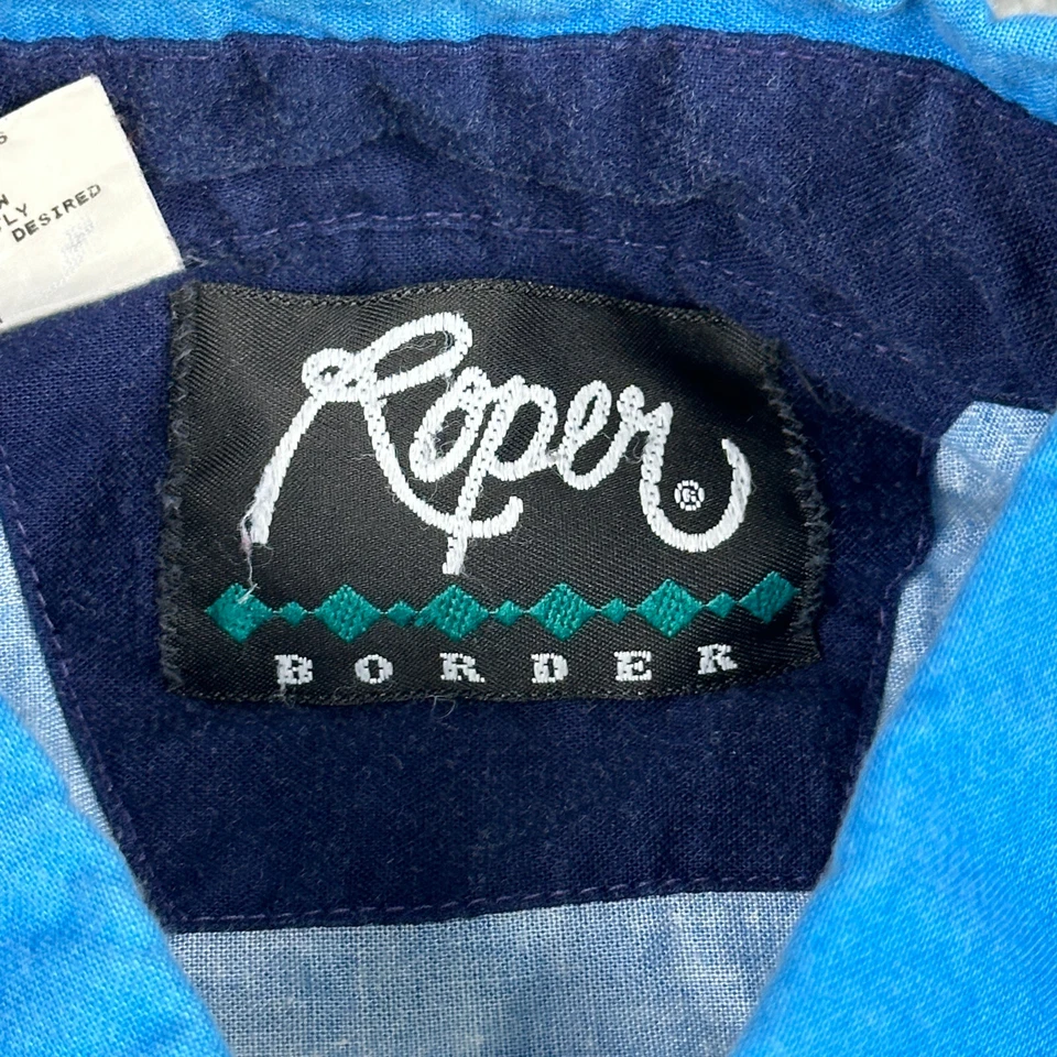 Camisa De Colección Roper Western Para Hombres Grande Azul Abotonada Manga Larga Águila Envolvente Foto 4 de 4