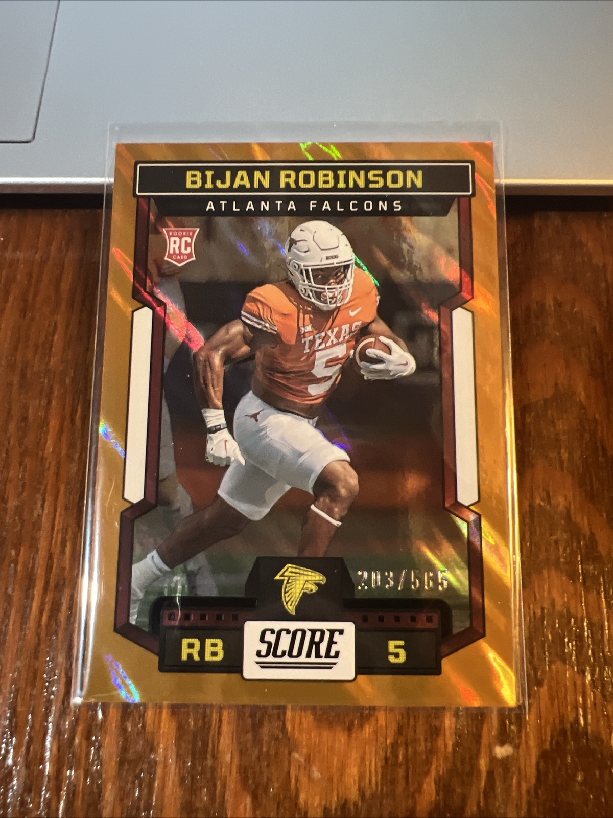 Bijan Robinson 2023 Score Orange Lava Rookie RC #315 #'d 203/565 Atlanta Falcons