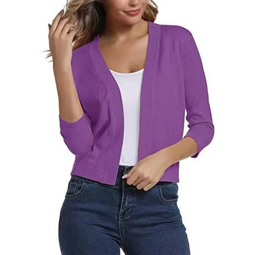 Women Short Coat Slim Fit Classic 3/4 Sleeve Short Bolero Shrug Sweater Cardigan - Bild 11 von 23