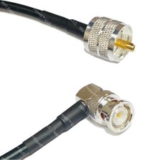 RFC195 Silver PL259 UHF Male to BNC MALE ANGLE Coax RF Cable USA Lot