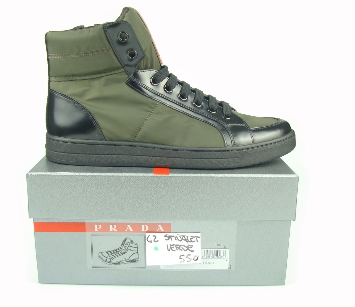 Prada brand new shoes retail 650 Black Prax 01 Leather Sneakers | PRADA main image 3