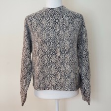 Zara Sweater Top Crop Size Small Soft Touch Snakeskin Print Cotton Blend Womens