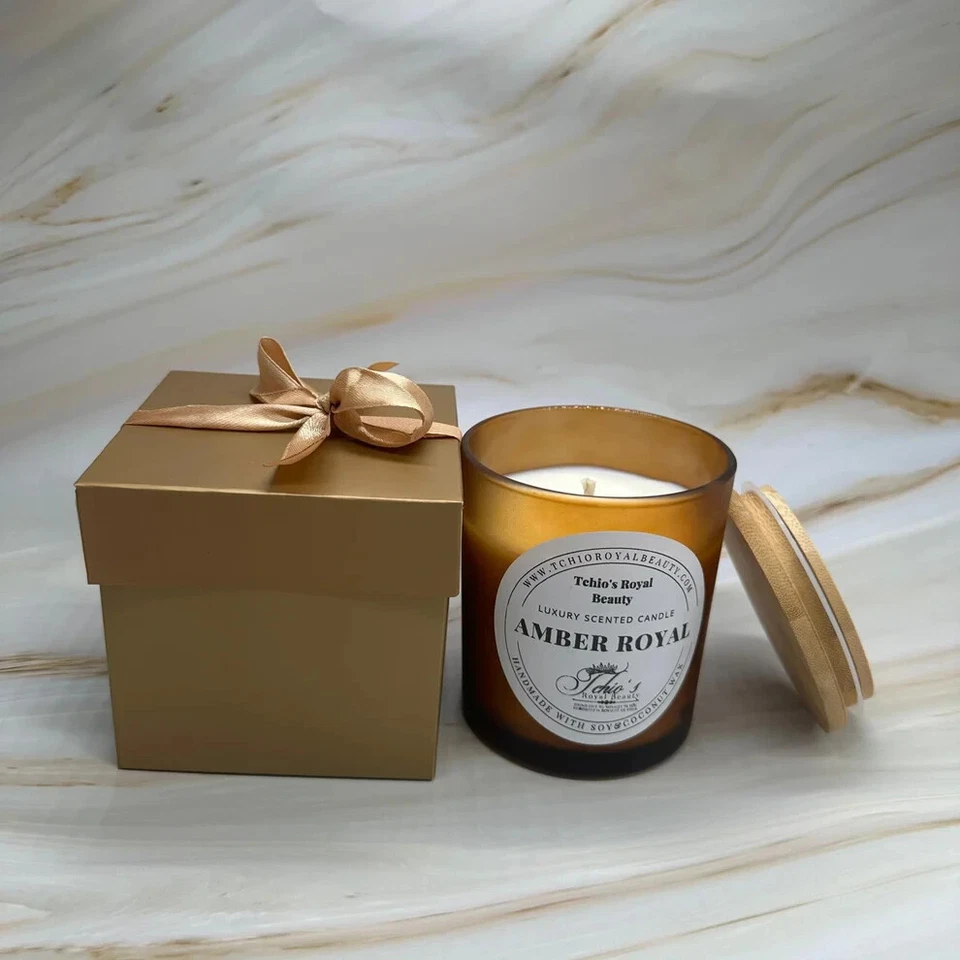 Elixir de Luxe-Amber Royal подарок ароматизированная свеча ручной работы чистый натуральный воск 12 унций - Изображение 3 из 4