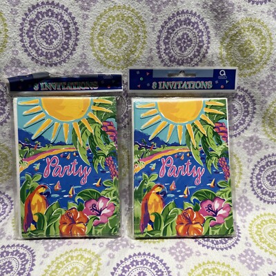 Tropical Sun Party Invitations NEW 16 Invitations and 16 Envelopes