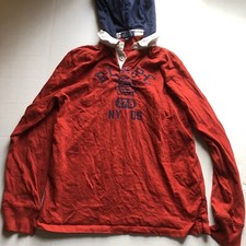 Polo Ralph Lauren Logo Red Blue Hooded Long Sleeve Top Boys Sz L A2881