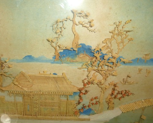 Großes Bild Japan um 1900 Korkschnitzerei NK-0120 - Bild 5 von 8