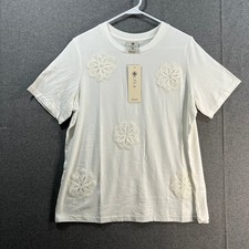 Laurie Felt Cotton Spandex Rayon Made from Bamboo Tee with Applia White Medium