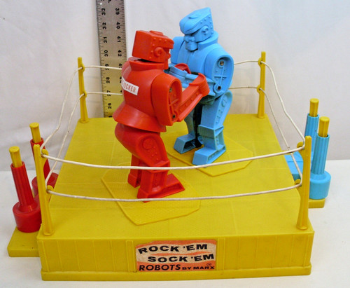 MARX ROCK'EM SOCK'EM ROBOTS BOXING SET 1966 WORKS COMPLETE ORIGINAL