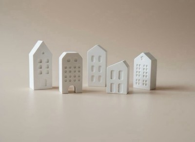 Handmade Deko Häuser Set | Scandi Stil | Minimalistische Wohnungsdeko