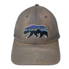 Patagonia Fitz Roy Bear Trucker Hat Gray One Size Adjustable Mesh Back 6 Panel