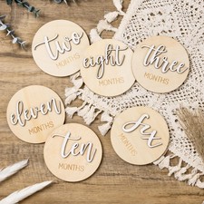 Milestone Wooden Circles for Monthly Baby: Newborn Age Milestone Signs Cards ...