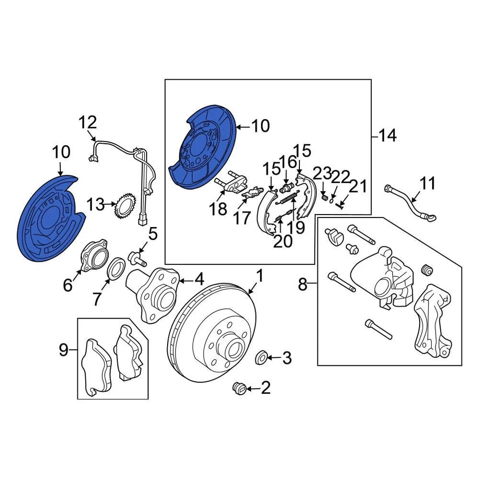 For Nissan Maxima 2009-2014 Nissan 44030EG010 Rear Left Brake Backing Plate Foto 4 de 4
