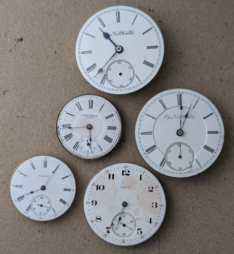 Antique Vintage Elgin and Columbia Pocket Watch Movements - Lot #2