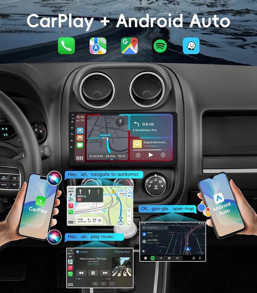 Car Stereo for Jeep Patriot Compass 2010-2016 Android 10" Touchscreen 4GB+64GB Foto 3 de 4