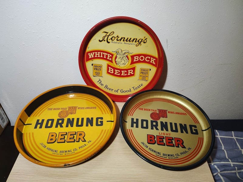 Set Of 3 Vintage Hornung Beer Trays 1930's Philadelphia, PA RARE