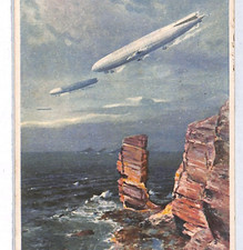 ZEPPELIN ART Postcard LUFTFABRERDANK Airships HELIGOLAND 1919 Germany PZ191