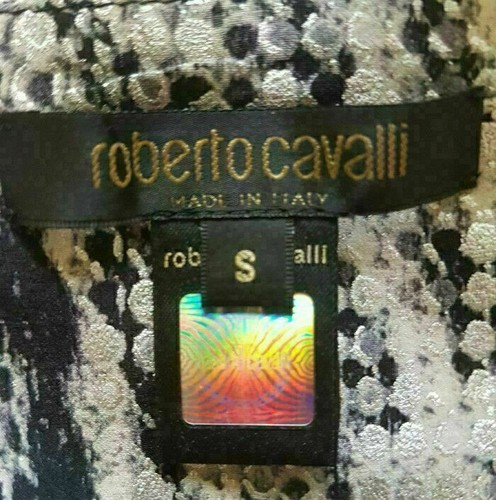 ROBERTO CAVALLI TOP RUCHED ZIPPERED BLOUSE LONG SLEEVE SNAKE $1,575 S SMALL - Picture 5 of 7