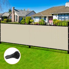 Fence Privacy Screen Outdoor 5' x 30' Beige Heavy Duty Mesh Shade Net Cover w...