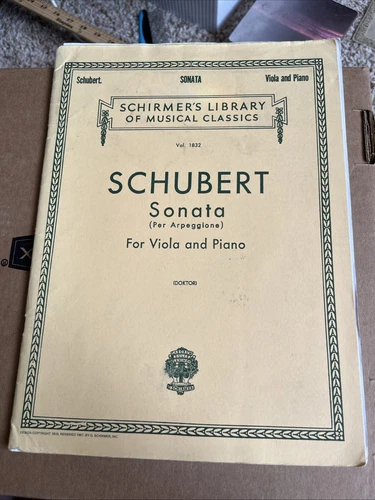 Schubert Sonata per Arpeggione For Viola & Piano Sheet Music Schirmer Vol. 1832