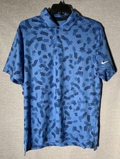 NIKE Tour Golf Men  s Polo Shirt All Over Print FD5739-402 Blue Size Large NWT