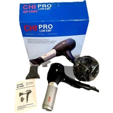 CHI PRO LOW EMF HAIR DRYER FAROUK SYSTEMS USA wDIFFUSER & SLOT NOZZLE HAIRDRYER