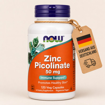 NOW Zinc Picolinate 50 mg 120 Kapseln Zink Picolinat Vegan Non-GMO Schnellversan