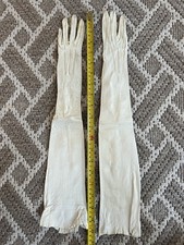 Ariel Monarch Ivory Leather Opera Formal Women's Gloves Size 6 Long Vintage
