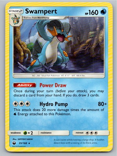 2018 POKEMON SWAMPERT CELESTIAL STORM 35/168 R LP A85499 FREE S&H