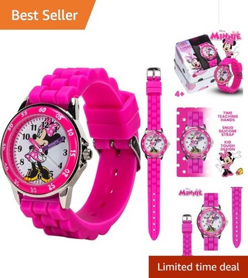 Pink Minnie Mouse Watch for Girls - Easy Time Learning with Comfortable Fit
