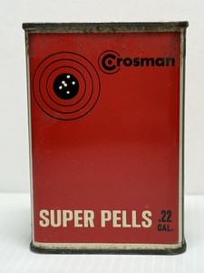 Vintage Crosman Super Pells .22 Cal Air Gun Pellets 1/2 Full Tin 9.2 oz
