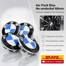 4x 68MM Nabendeckel Felgendeckel Nabenkappen Deckel Embleme Blau+Weiß Für BMW