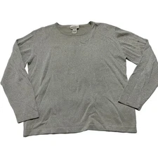 Sarah B Studio Knit Top Silk Blend Women Size L Grayish Beige Silver STAINS