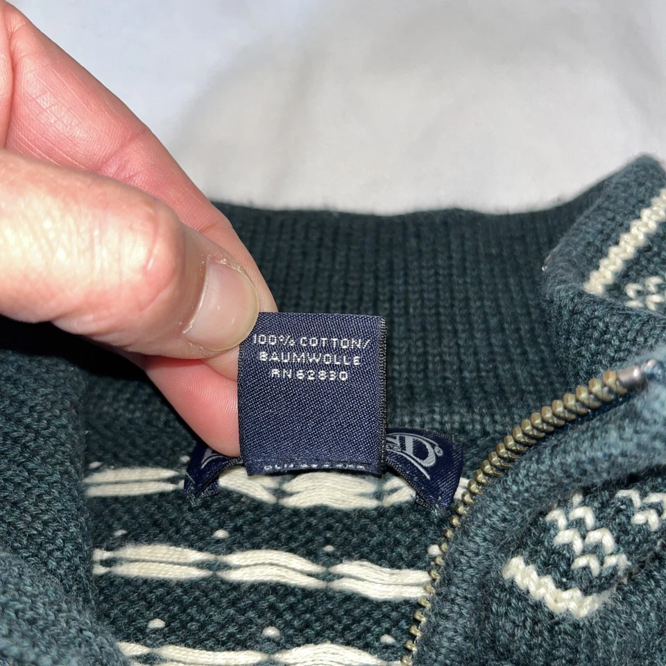 Suéter de vacaciones Lands’ End copo de nieve niñas M 10-12 cuartos cremallera verde invierno esquí Foto 3 de 4