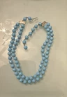 VINTAGE JEWELRY NECKLACE FACETED BEADS TURQUOISE MILK GLASS ESTATE