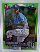 GARY GILL HILL 2025 BOWMAN 1ST NEON GREEN BORDER PAPER RAYS /399