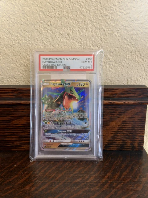 2018 POKEMON SUN & MOON CELESTIAL STORM #109 RAYQUAZA GX CELESTIAL STORM PSA 10