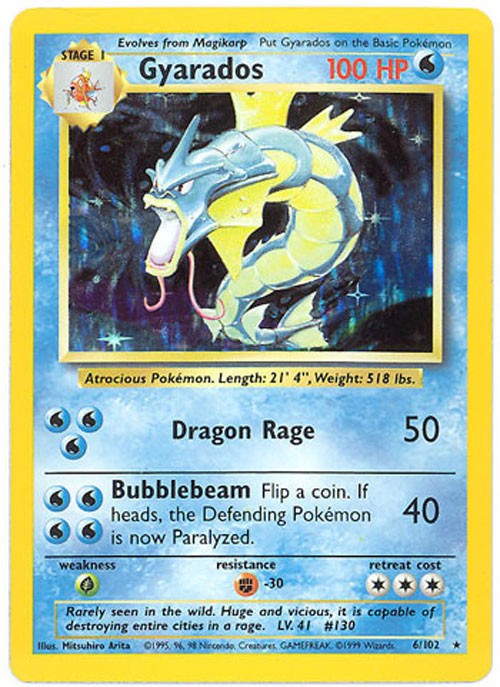 Pokemon Card - Base 6/102 - GYARADOS (holo-foil) - NM