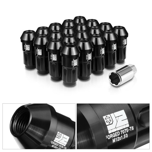 20Pcs J2 M12 x 1.5 24mm OD/50mm Tall Closed End Style Lug Nuts+Extension Black - Picture 3 of 6