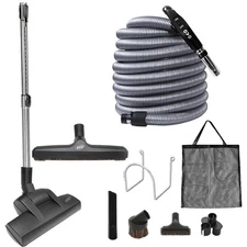 Central Vacuum Deluxe Plus Kit, 50ft ON/Off Low-Voltage Hose, Air Driven Carp...