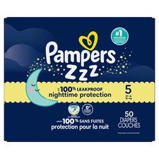 Pampers Swaddlers Overnight Diapers, Size 5 - 50 Count- 39.99/one box