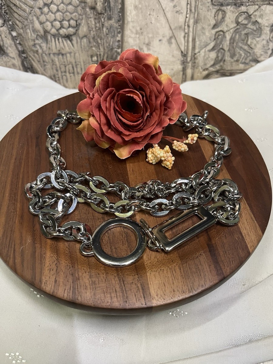 Vintage Silver Tone Metal Chain Link Belt 1990s Y2K Fashion  display picture 1