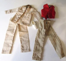 Vintage #781 Ken Sleeper Set *TM tags* 1962 #1411 Victory Dance Red Vest/ Pants