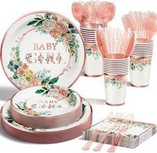 Baby Shower Decorations for Girl - 175PCS Floral Party Supplies Disposable
