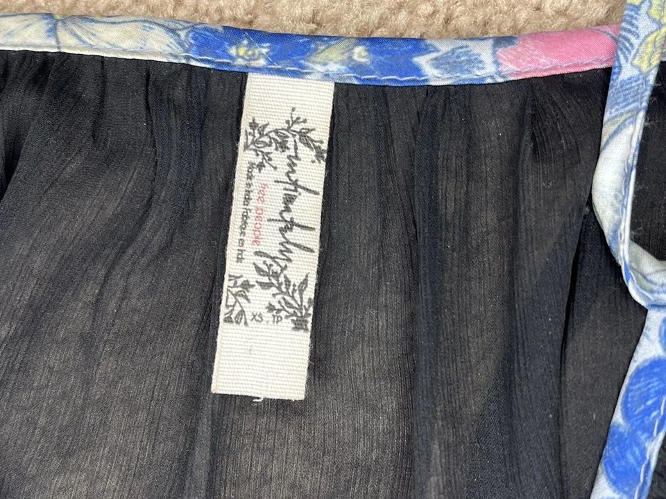 Camisón corto Free People azul marino transparente correas de satén ajustables talla XS Foto 4 de 4