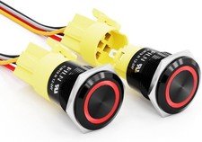 19mm Ltching Push Button Switch 12V 24V DC IP65 Waterproof Black Shell On Off