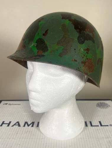 Vietnam M1 Vintage 1968 US Military Army Steel Helmet Liner Camo Painted