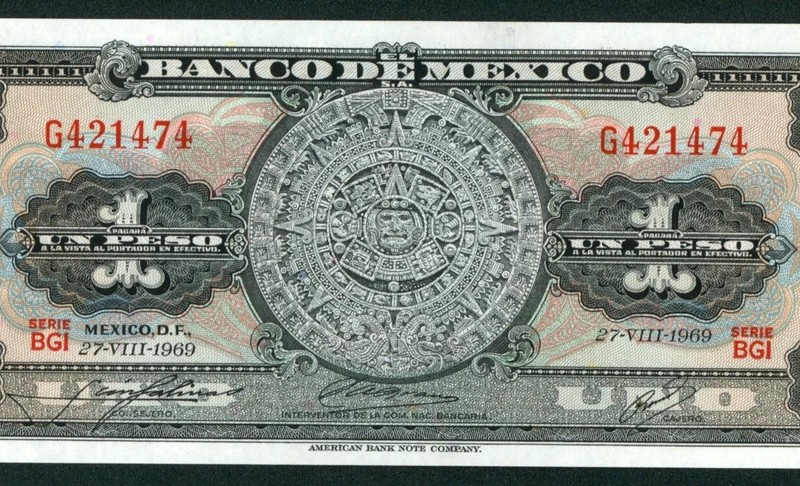1 Peso 1969 ((CHOICE CU)) El Banco De Mexico ** CURRENCY (2nd of 4 consecutive)
